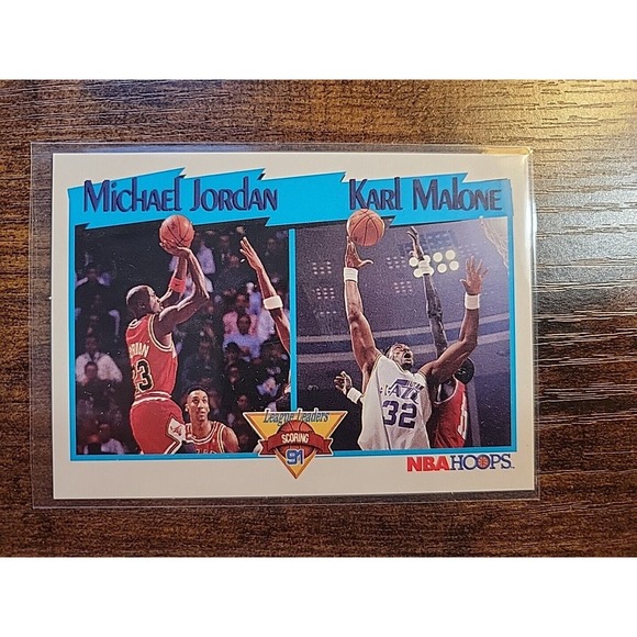 Michael Jordan/Karl Malone 1991-1992 NBA Hoops #306 - Scoring Leaders - NBA - Picture 1 of 2